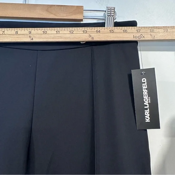 KARL LAGERFELD PARIS Black Logo Wide Leg Side Zip Dress Pant Size 10 MSRP: $109 - Picture 7 of 10